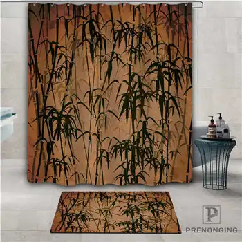 

Custom bamboo (1) Waterproof Shower Curtain Doormat Home Bath Bathroom Polyester Fabric Multi Sizes#2019-01-12-184