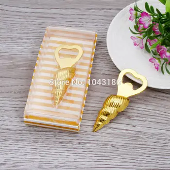 

wedding favor gift and giveaways for guests--golden conch/whelk bottle opener party gifts birthday souvenir 100pcs/lot
