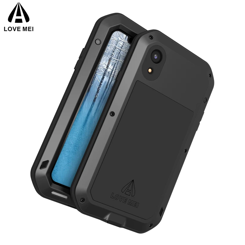 LOVE MEI, Алюминиевый металлический чехол для iPhone XR, мощная броня, ударопрочный, водонепроницаемый чехол для iPhone XR, чехол для улицы