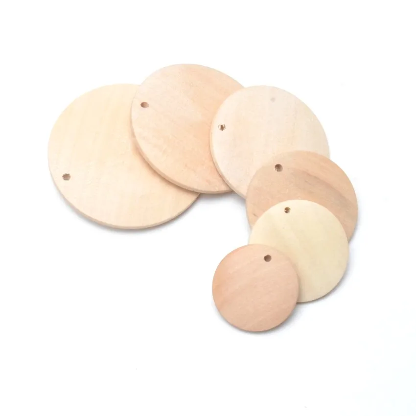 

Nature Wood Chips Charms Round Wooden Pendants For Drop Earrings Jewelry Making DIY Decorative Pendant Pick Size 25-50mm