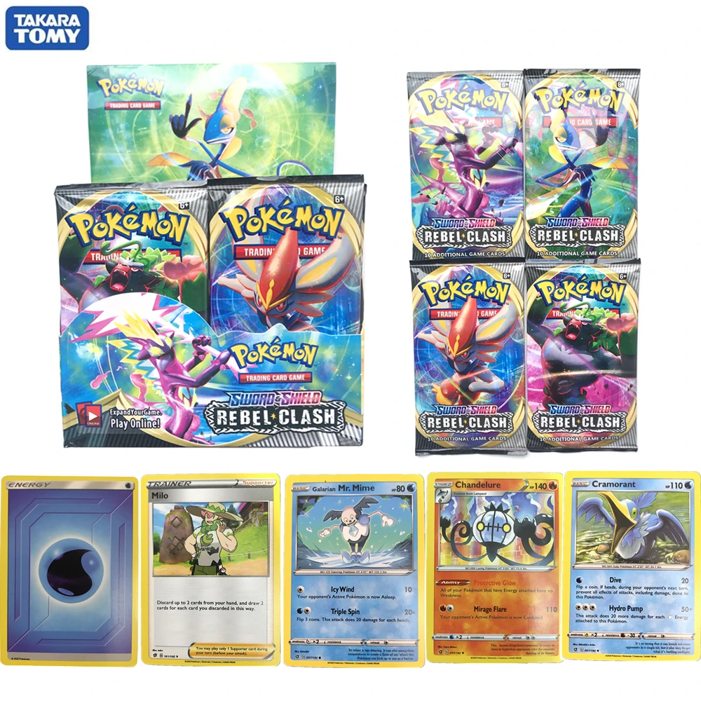 324 шт. Карты Покемон солнце и луна Случайная коробка Меч Щит Rebel Clash Booster box