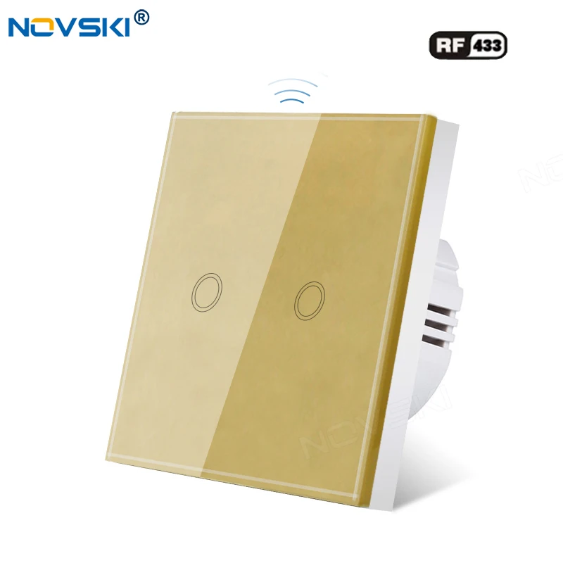 

NOVSKI EU Smart Home RF Touch Switch, Crystal Glass Panel, RF 433Mhz Remote Control Light Switch, Capacitive Touch Sensing Panel