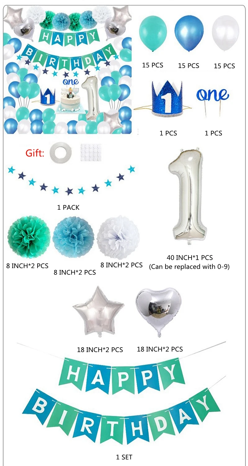 Style 2 С днем рождения воздушные шары комбинация латекс Baby Shower девушка декоративные шары для дня рождения вечерние принадлежности Европейский цифровой шар - Цвет: Style 2