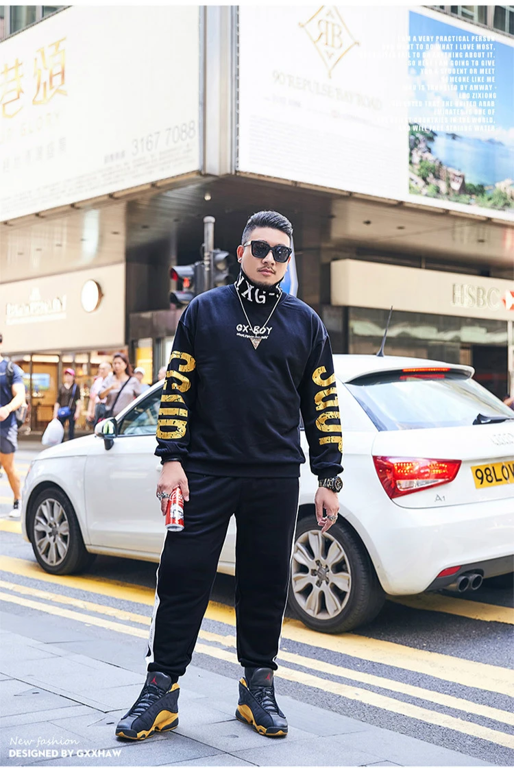 GXXH толстовки кофты мужские хип хоп Письмо печати водолазка пуловеры осень мода Harajuku Уличная Повседневная Толстовка 7XL