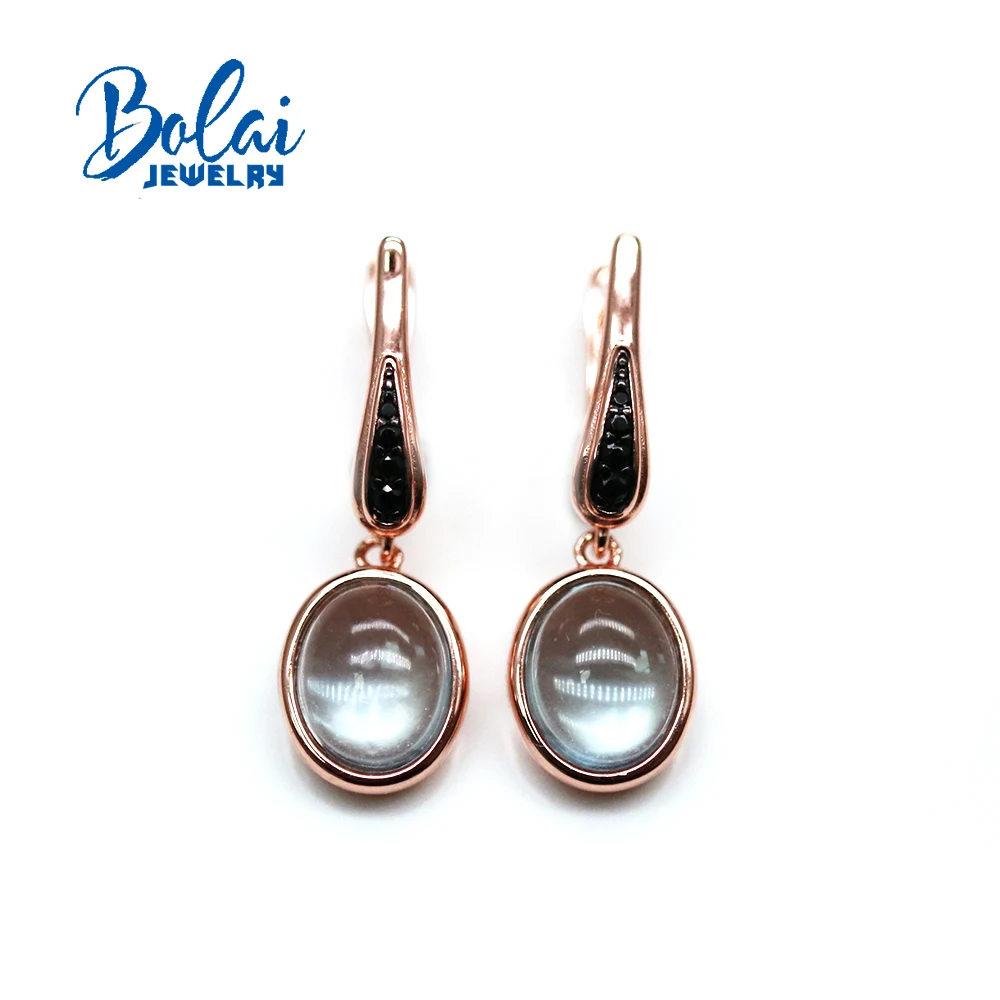 

Natural Topaz dangle clasp earring oval 8*10mm 6ct up brazil gemstone jewelry 925 sterling siver for women nice gift bolai