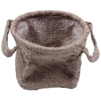 

HOT-Woven Storage Basket Hemp Rope Flower Pot Dirty Clothes Laundry Hamper With Handles Office Desktop Sundries Organizer Box(Da