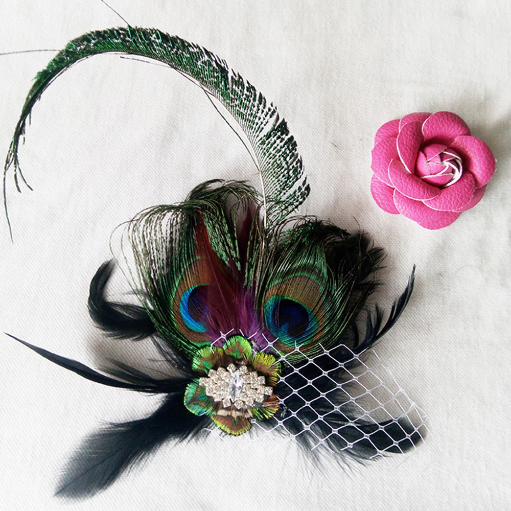 Классический 1920s Павлин перо головной убор заколка для волос свадебный головной убор невесты костюм