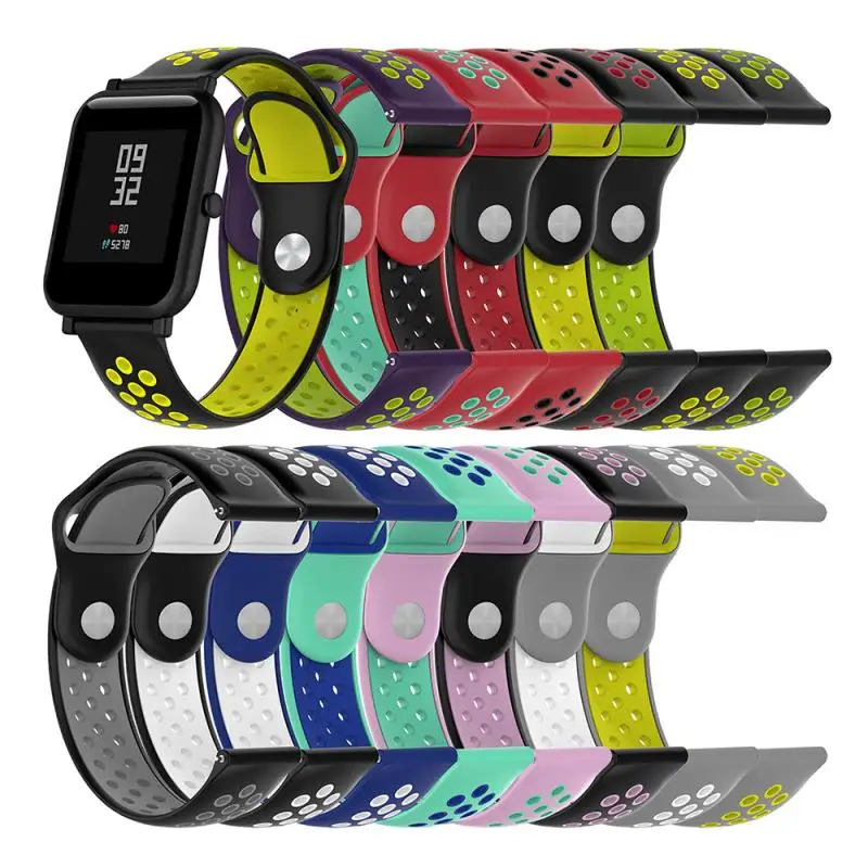 1 шт. смарт ремешок для часов Huami Amazfit Bip youth Двойной Цветной силиконовый сменный