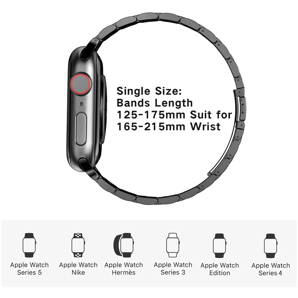Ремешок из нержавеющей стали для Apple Watch series 6 5 сменный деловой однотонный браслет