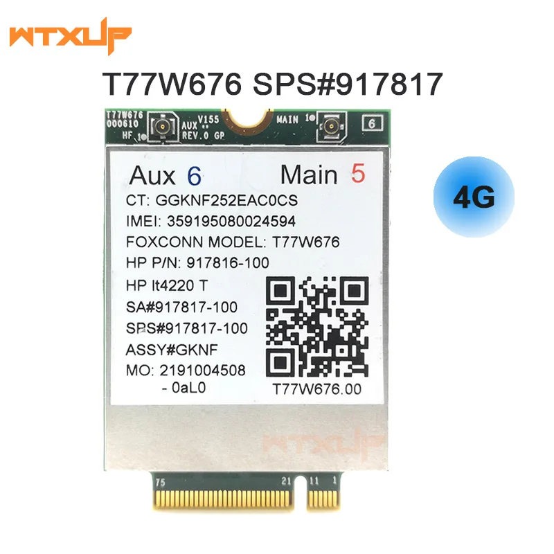 

LT4220 X12 LTE T77W676 917817-100 4G WWAN M.2 450Mbps LTE Modem For Elite X2 1030 G3 EliteBook X360 1030 G3