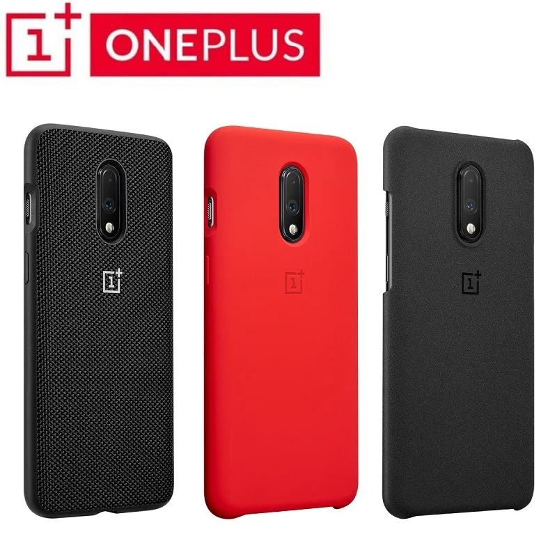 

100% Originele oneplus 7 case Gepersonaliseerde Case Zandsteen Black silicon Aramid Fiber Bumper karbon Nylon cover voor oneplus