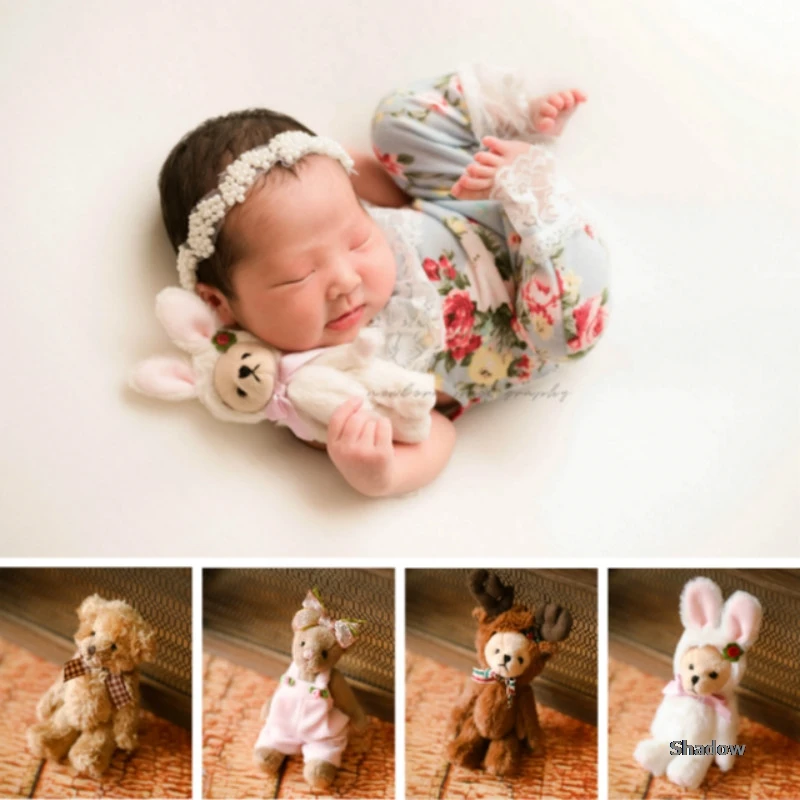 Newborn Phootgraphy Props Mini Bear Baby Photo Shoot Accessories Infant Toys Full-moon Baby Photo Decorations Sweet Toys