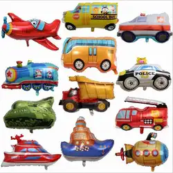DIY мультфильм автомобильные воздушные шары пожарная машина поезд фольги воздушный шар скорой помощи Globos детские подарки на день рождения