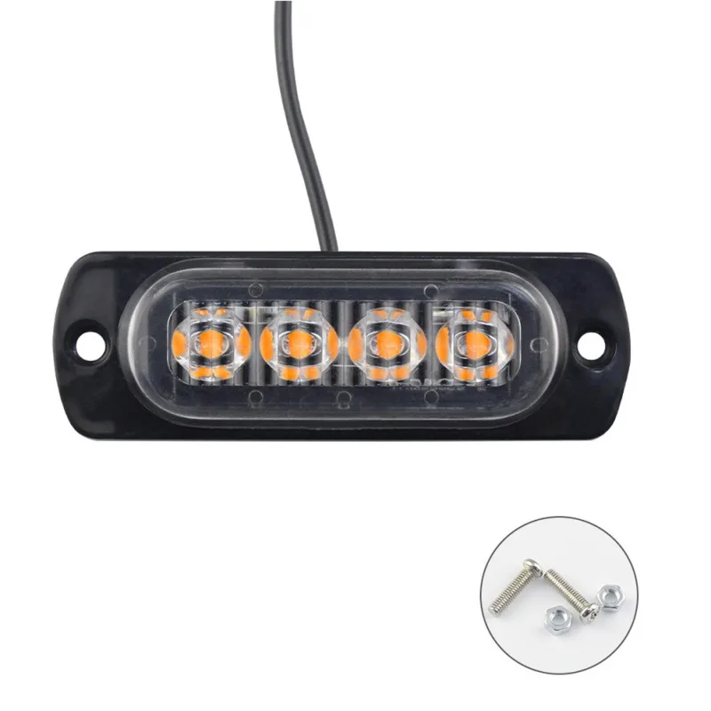 

4 LED Car Emergency Strobe Light Truck Van Side Warning Light Ambulance Emergency Light Super Bright