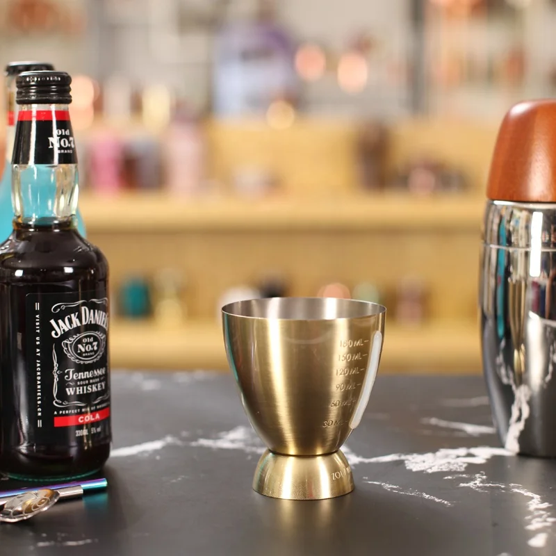 Custom 230ml Food Grade metal barware jigger gold liquid measuring cup
