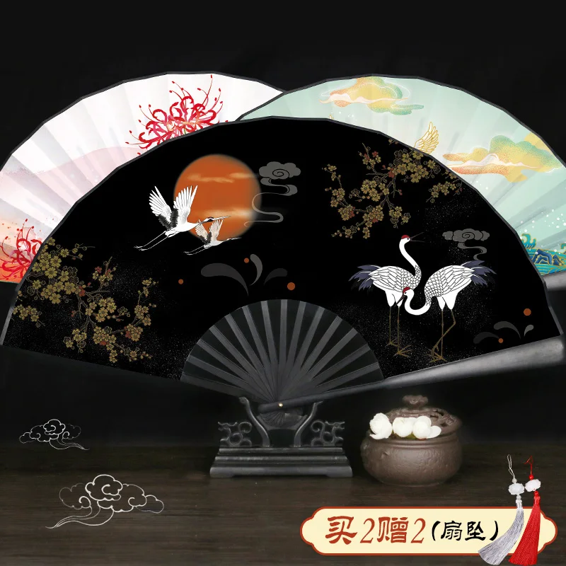 Ancient Style Black Bone Fan Folding 10-Inch Chinese Custom Han Clothing Accessories Women's Portable | Дом и сад