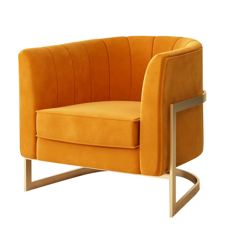 Простой тканевый диван стул для переговоров стул для столовой офисный приемный Одноместный Диван из кованого железа индивидуальный макияж стул - Цвет: orange
