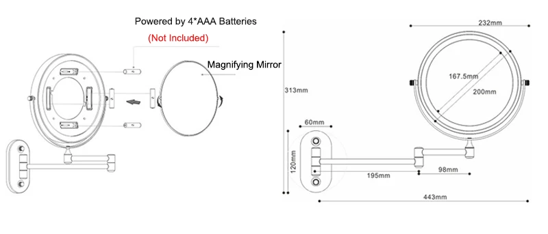 8 inch Wall Mounted Led Makeup Mirror 10X Magnifying Touch Bright Adjustable Bathroom Wall Mirrors Double Sided Vanity Mirror 08