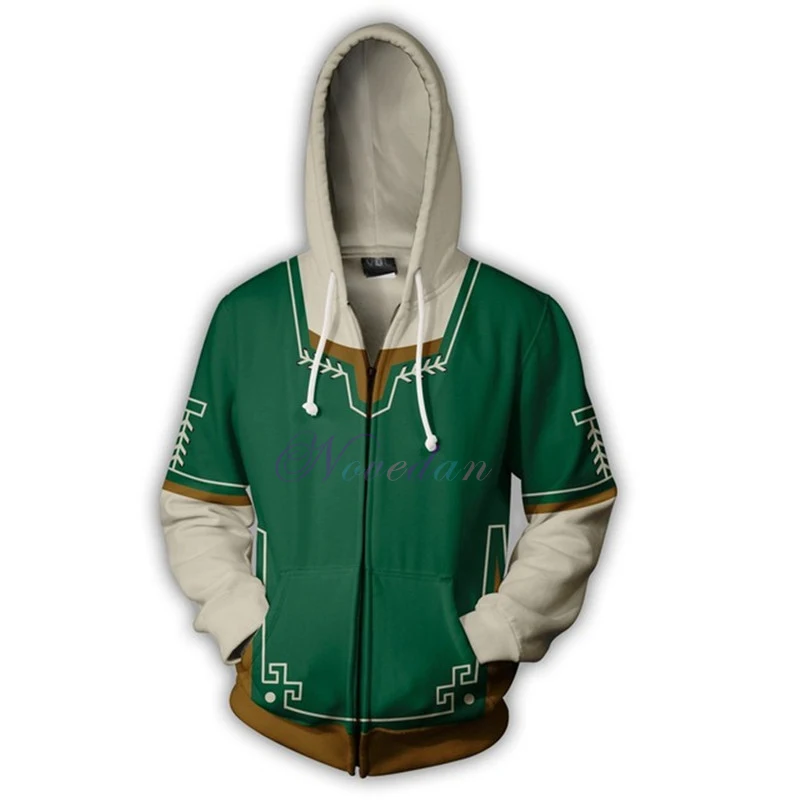 The Legend of Zelda Men Hoodie 3D Zipper Breath of the Wild Princess Zelda Sweatshirts Cosplay