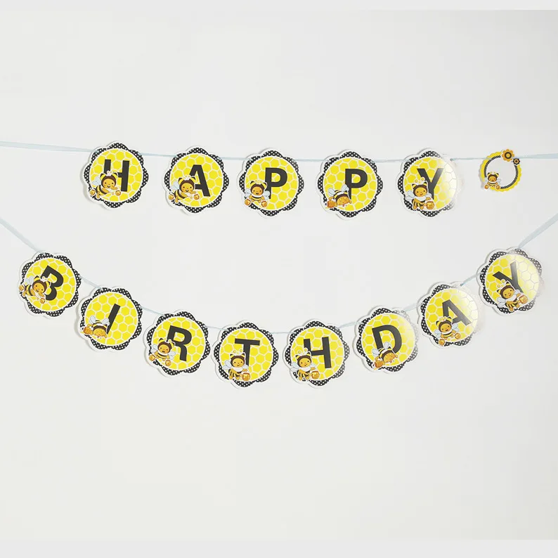 Новинка, 1 шт., 18 дюймов, круглые воздушные шары из фольги с Пчелой, Шмель, тематические воздушные шары с днем рождения, медовая пчела, вечерние украшения для детского душа, детские игрушки - Цвет: 1set banner
