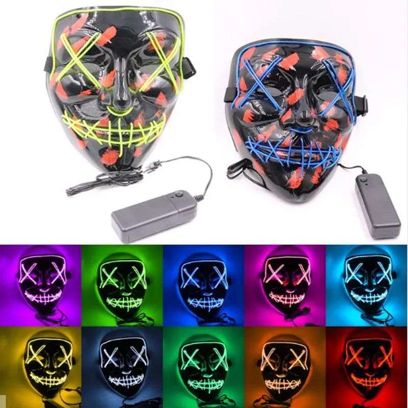 

Halloween Mask LED Maske Light Up Party Masks Neon Maska Cosplay Mascara Horror Mascarillas Glow In Dark Masque V for Vendetta