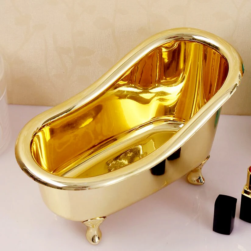 

Soap storage box Gold bathroom accessories Mini bathtub Storage Box Toothpaste toothbrush storage box Soap storage box D5