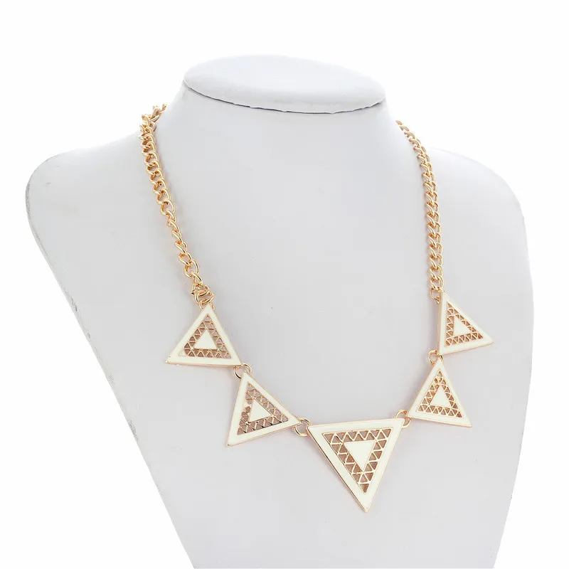 

Hollow out Triangular Joint Neck Ring Europe And America Exaggeration Necklace Oil Drop Alloy Necklace Sweater Chain