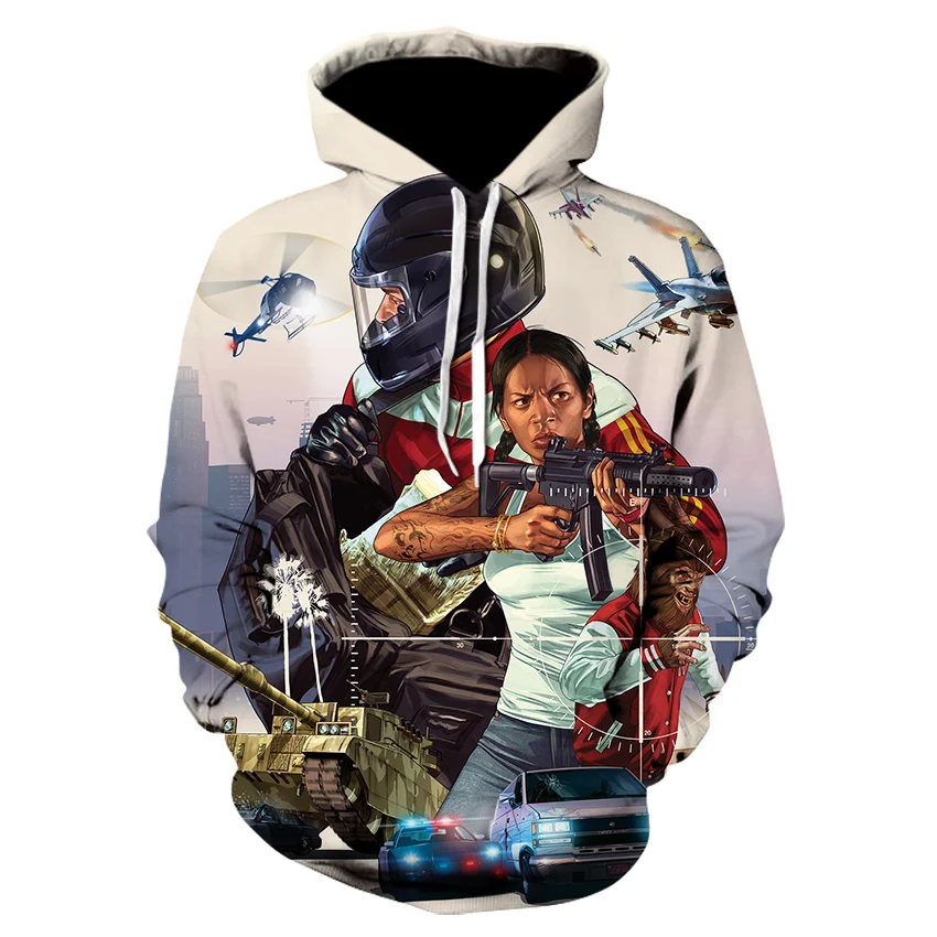 

Hot Hoodies men 2019 GTA 5 Criminal Game Men Sweatshirt Autumn Winter Anime 3D print Hoodi Harajuku Hooded streetwear tops plus