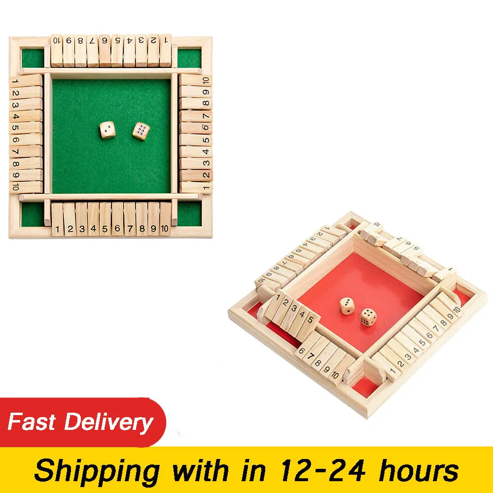 Juego de dados de madera para Bar, juego de mesa tradicional de cuatro lados para cerrar la caja, juego divertido de viaje familiar, 10 números