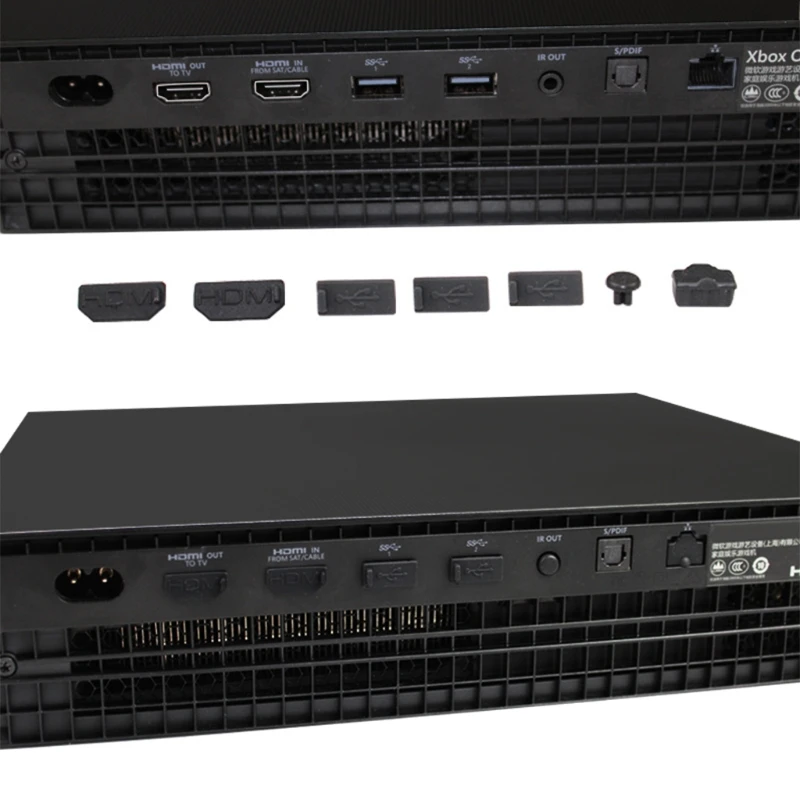 

7pcs USB HDMI Dust Plug Cover for Xbox One X Gaming Console Dust Proof Cap Kits