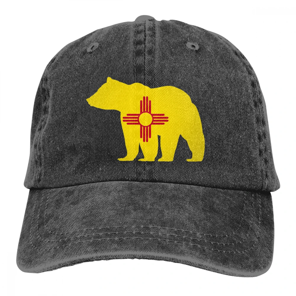 Новая Мексика форма флаг с медведем Casquette черный унисекс Мужские Женские джинсовые бейсболка с ремешком кепки Регулируемый Гольф папа шляпа