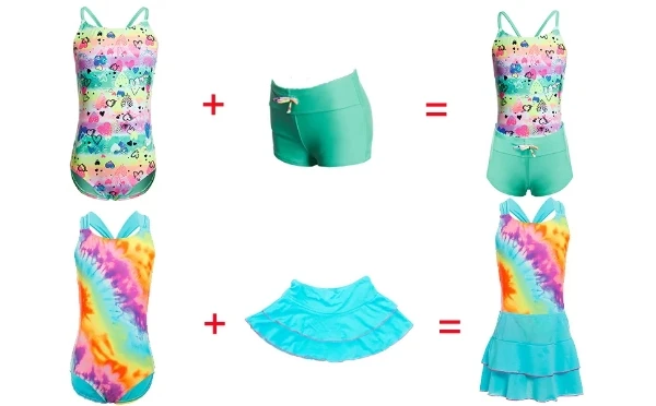 Цельный купальник для девочек с шортами или платьем купальные костюмы с перекрещивающимися на спине для девочек возрастом от 6 до 14 лет, купальный костюм