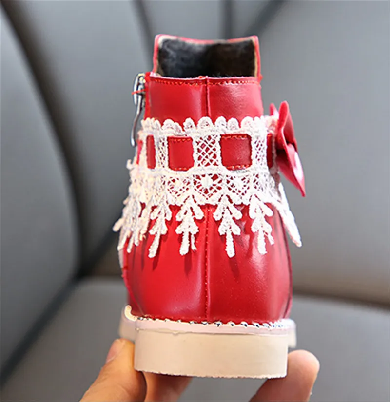 Модная детская одежда; для девочек новые сапоги Martin для девочек ботильоны на молнии из искусственной кожи, для детей зимние ботинки Размеры 26-36