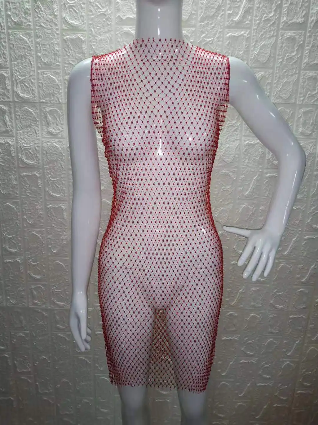 Bkning крючком пляжное бикини покрытие купальный костюм сексуальный прозрачный купальный костюм шикарное парео платье женская пляжная одежда - Color: red