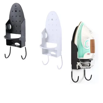 

Wall Mounted Ironer Storage Rack Laundry Holder with Hooks Ironer Stand Shelf Electric Iron Hanger Home Room Organizer
