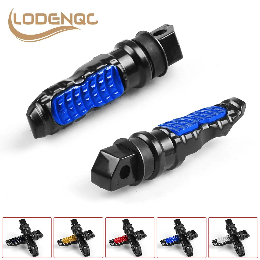 Black Blue and Sliver Color : Black Footpegs 1 Pair of Aluminum Universal Motorcycle Passenger Rear Foot Pedals with 8mm Hole. 