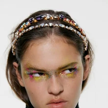 Dvacaman Новинка ZA модные роскошные стразы обруч для волос повязка для волос для женщин нарядная лента для волос аксессуары для волос с кристаллами