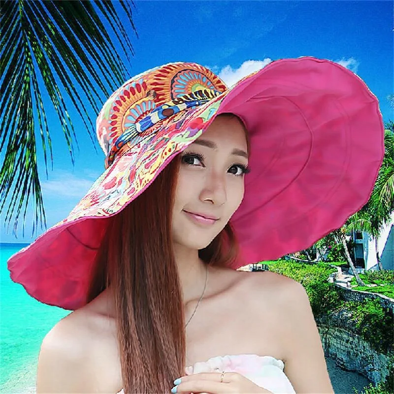 

2022 Hot Fashion Design Flower Big hat Foldable Brimmed Sun Hat Summer Hats for Women UV Protection