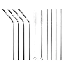 8 шт Нержавеющая сталь многоразовые гнутые прямые Соломка для напитков с чистящая щетка
