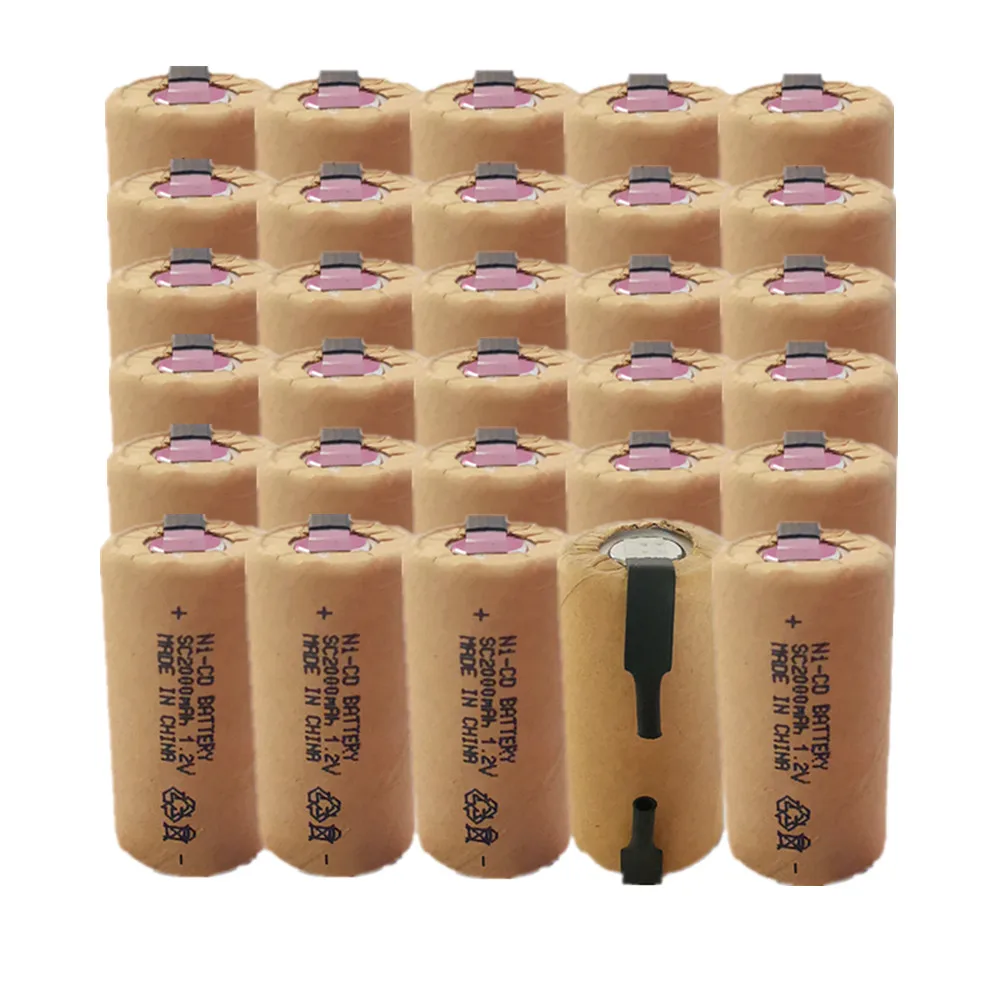 Bosch сменный аккумулятор Ni-CD 30 шт. SC2000mAh с вкладками высокой мощности Sub C 10C 1,2 В аккумуляторная батарея для электрических инструментов