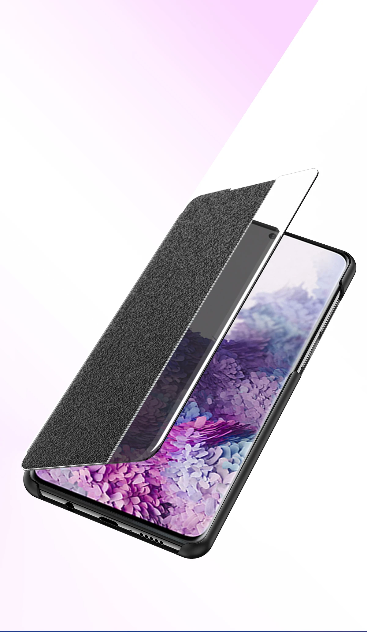 Luxury Leather Smart Mirror Flip Phone Case For Samsung S20 S10 S9 S8 Plus Note 20 UItra 10 Pro 8 9 A51 A71 A50 A31 View Cover samsung flip phone cute