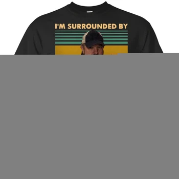 

Crowley Supernatural I'M Surrounded By Idjits Vintage T-Shirt Black-Navy Men- Pure Cotton Tee Shirt