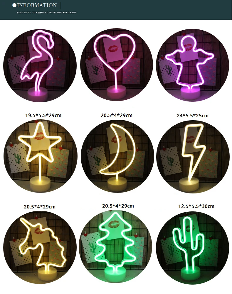 Neon Night Light with Base Battery Bedroom Decoration Atmosphere LED Lighting Multicolor Table Lamp for Holiday Christmas Decor