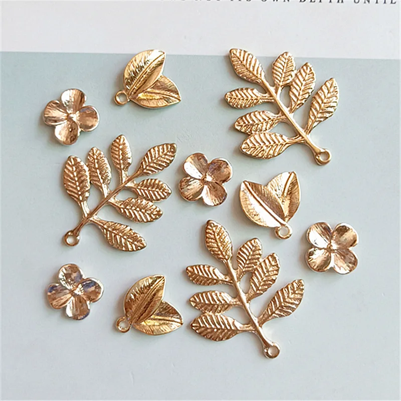 10pcs Alloy Flower Leaves Pendants Charms Findings for Jewelry Making Crafts 