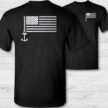 

Boater Us Flag T-Shirt - American Flag Boat Captain Double-Sided Boating Shirt - W High Quality Cotton Casual Movie Tee Shirt