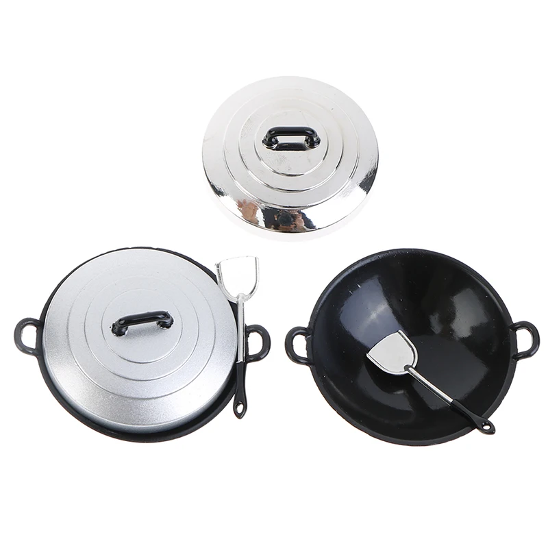 

1set DIY Dollhouse Cooking Pan Pot For 1/12 Dollhouse Miniature Simulation Kitchen Cookware Accessories Kids Toys