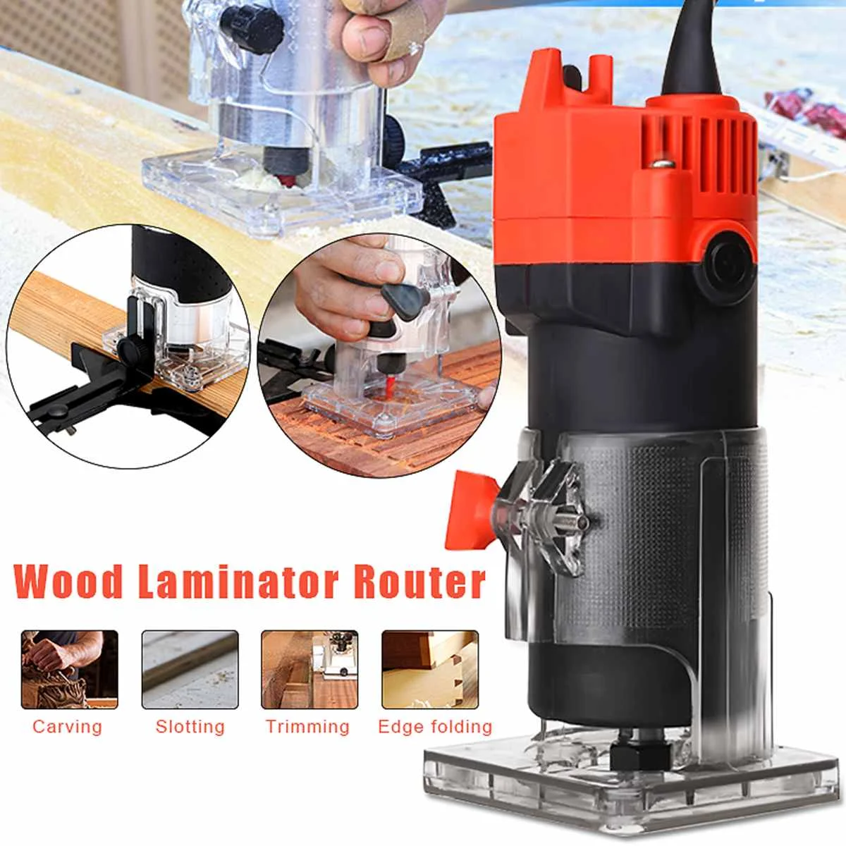 

30000rpm Woodworking Electric Trimmer Wood Milling Engraving Tool Slotting Trimming Machine Hand Carving Machine Wood Routere