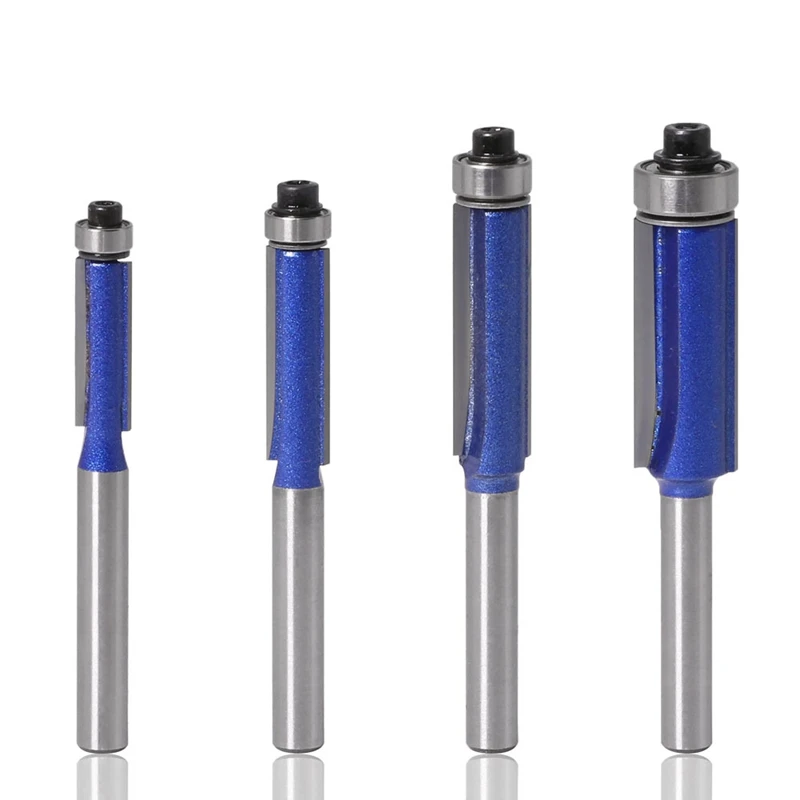 

1pc 6mm Shank Trim Router Bit with Bearing for Wood Template Pattern Bit Tungsten Carbide Milling Cutter for Wood Hand Tool