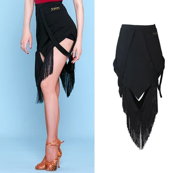 

Latin Skirts Female Black Tassel Skirt Women Adults Latin Dancing Clothes Cha Cha Practice Performance Stage Dancewear DN4085