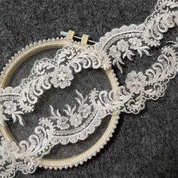 

New Handmade White Wedding Beaded Car Bone Lace Clothing Accessories 2Yard/pack